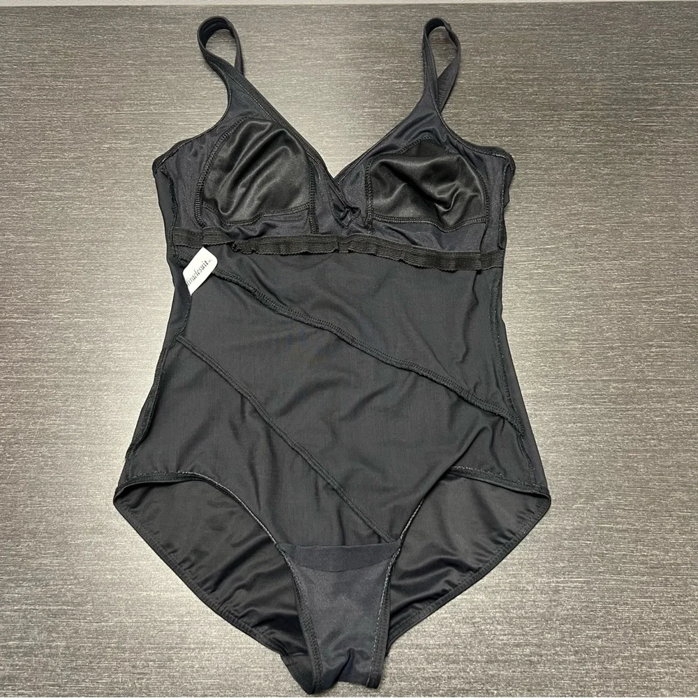 Miraclesuit Oceanus Black One Piece Slimming Swimsuit Large